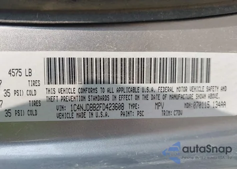 2015 Jeep Compass Sport from USA, damaged, VIN 1C4NJDBB2FD423608